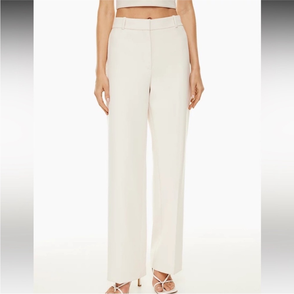 Babaton Agency Viscose Linen Blend High Rise Straight‎ Leg Pants in White Sz 4